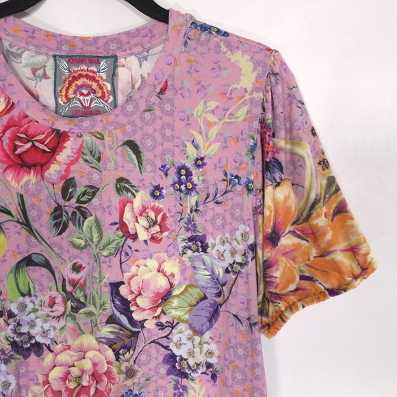 JOHNNY WAS Floral Top Blouse MEDIUM Pink Boho Bamboo Made Women's T15422-5 - Picture 7 of 10